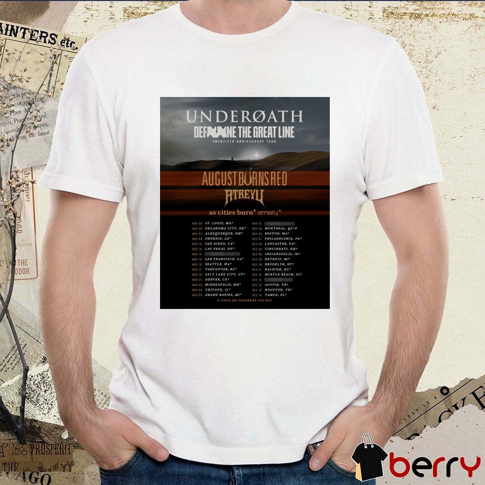 Underoath Define the Great Line 20th Anniversary Tour November 5 to December 18 2026 Poster t-shirt