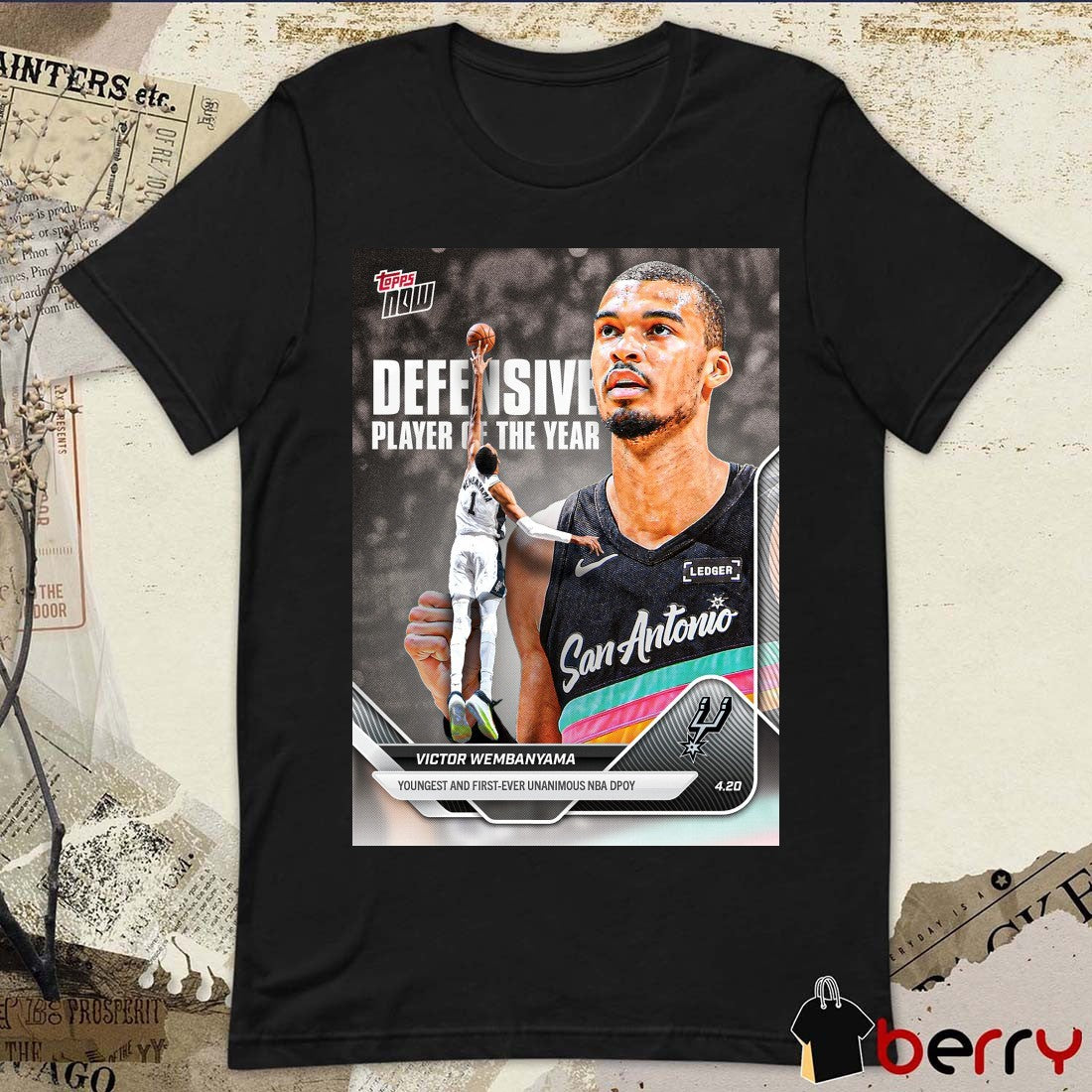 Victor Wembanyama Youngest And First-Ever Unanimous NBA DPOY – 2025-26 NBA Topps NOW t-shirt