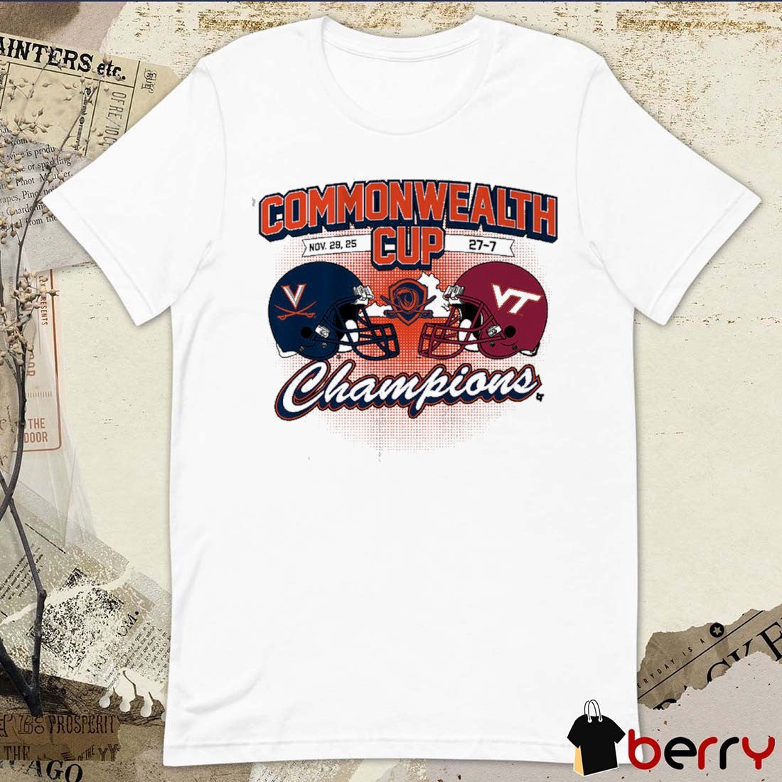Virginia Cavaliers Vs Virginia Tech Hokies Commonwealth Cup Winner November 29 2025 Score 27-7 t-shirt