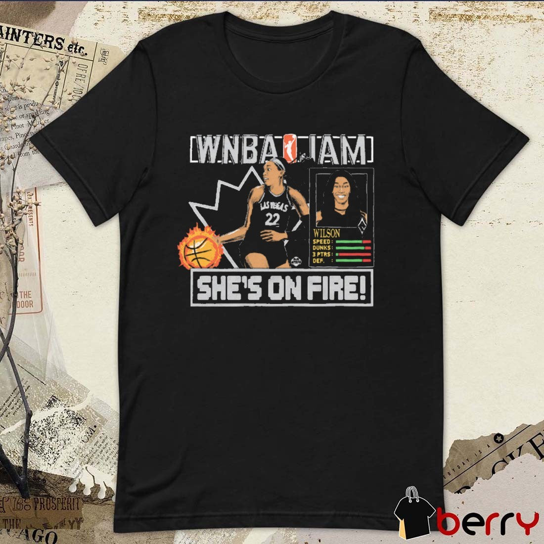 WNBA Jam She’s On Fire Las Vegas Aces Basketball A’ja Wilson 2025 t-shirt