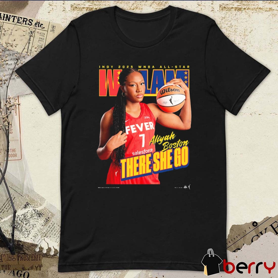 WSLAM Aliyah Boston Indiana Fever There She Go Indy 2025 WNBA All-Star t-shirt