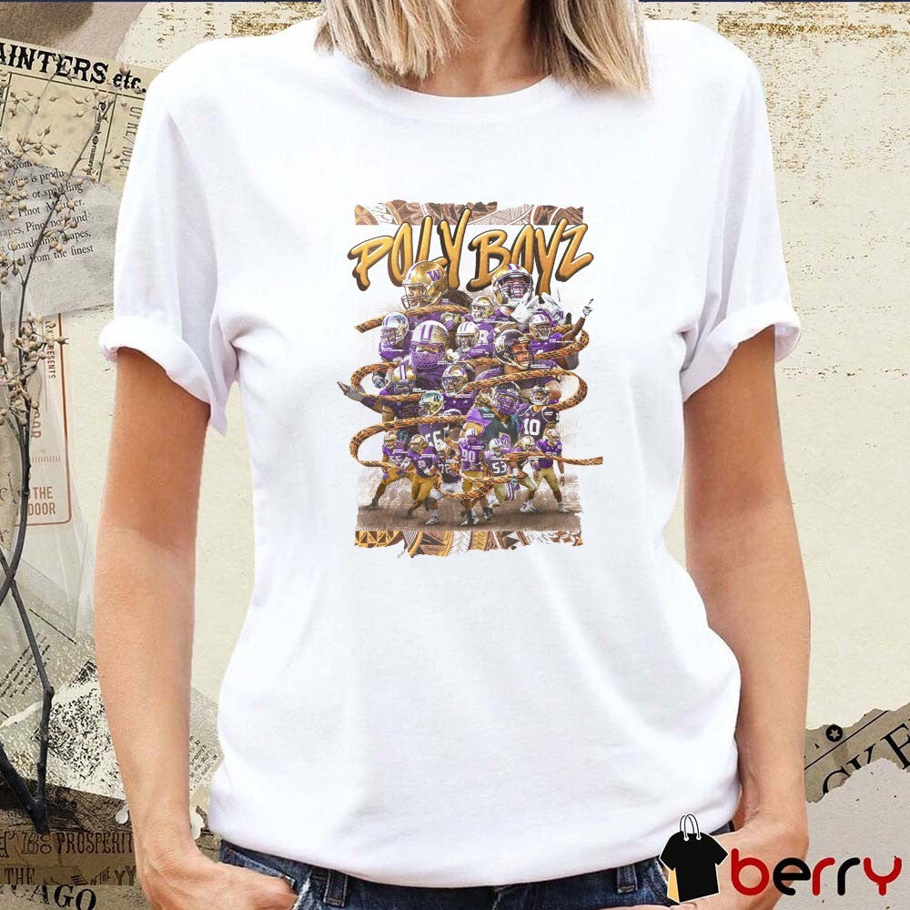 Washington Huskies Football Poly Boyz Say Who Project Cream Graphic t-shirt