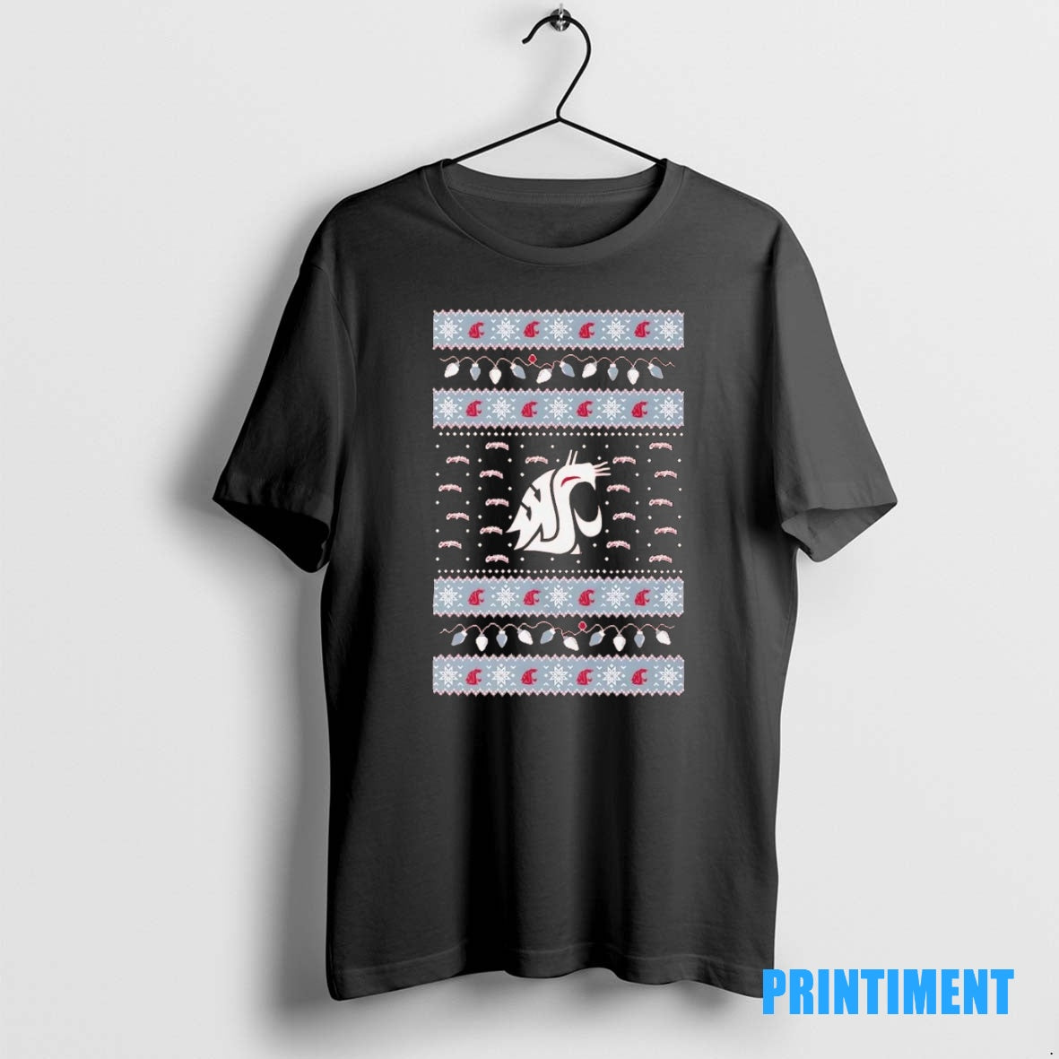 Official Washington State Cougars Ugly Christmas Light Tee Sweater