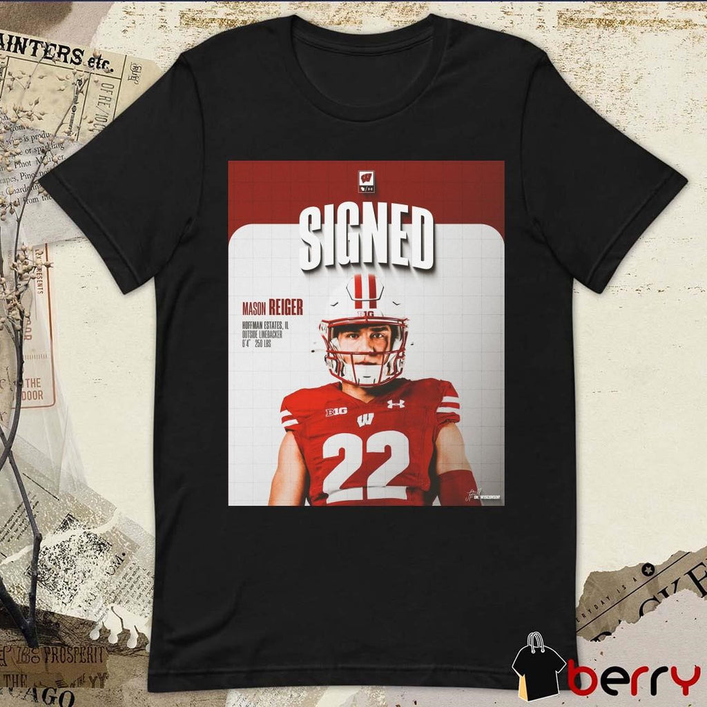 Wisconsin Badgers Signed Mason Reiger Hoffman Estates IL Outside Linebacker Signature Poster t-shirt