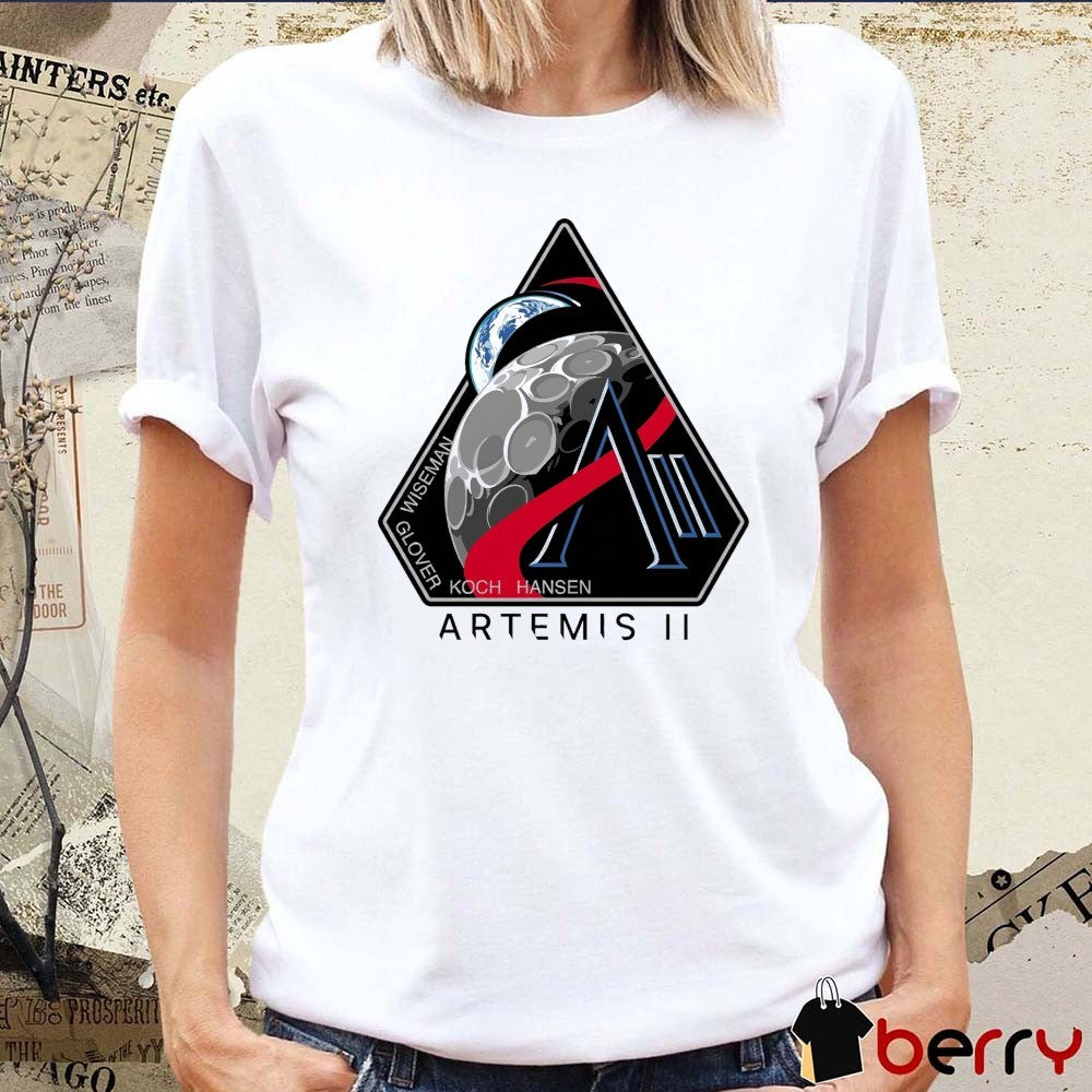 Wiseman Glover Koch Hansen Godspeed Artemis II Logo t-shirt