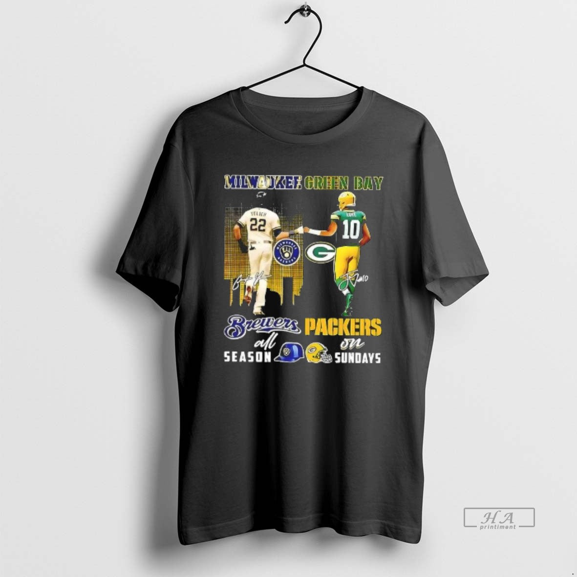Official Yelich Milwaukee Brewers All Season X Love Green Bay Packers On Sundays Skyline