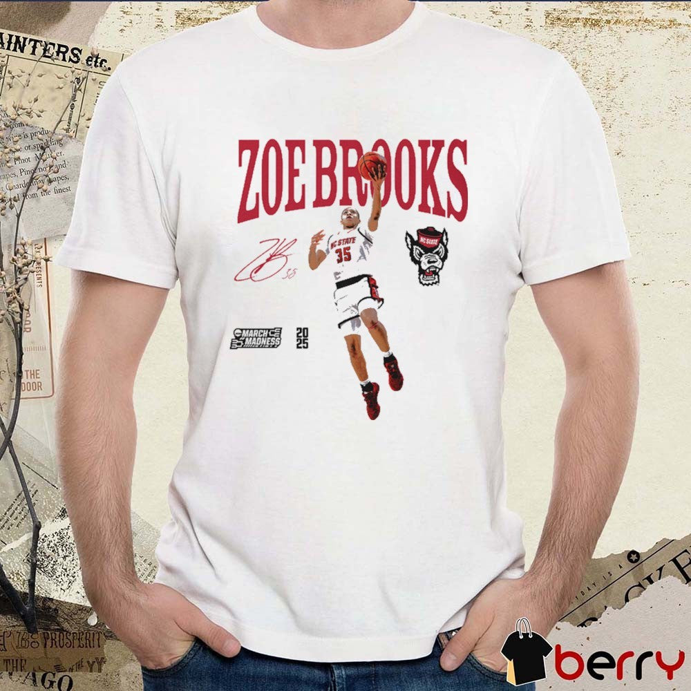 Zoe Brooks NC State Wolfpack Basketball NCAA March Madness 2025 Logo Signature t-shirt