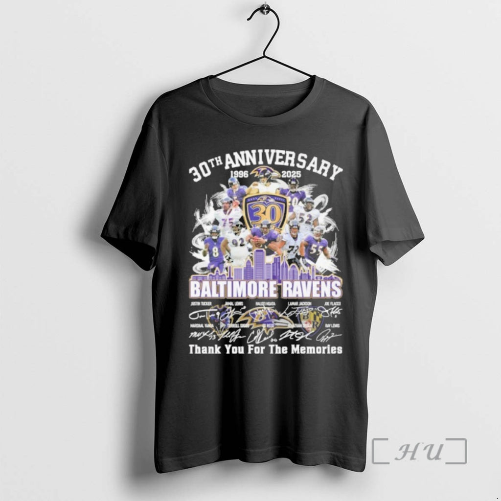 Officials 30th Anniversary 1996 2025 Baltimore Ravens Teams Signatures Premium T Shirt Sweater