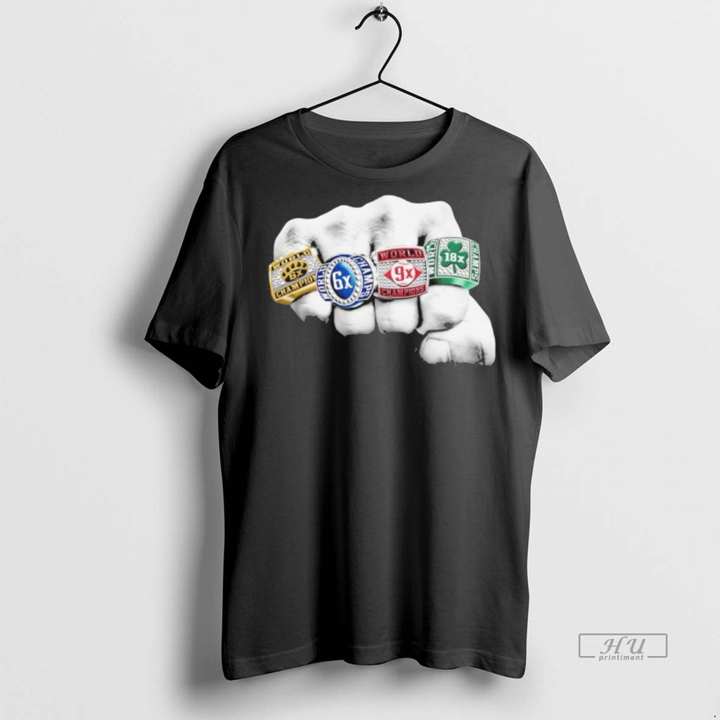 Officials Boston Sports Teams Champions Hand Rings Premium Tee Shirt Sweater