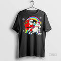 Officials Cool Santa On Rainbow Unicorn Christmas Graphic Tee Shirt Sweater