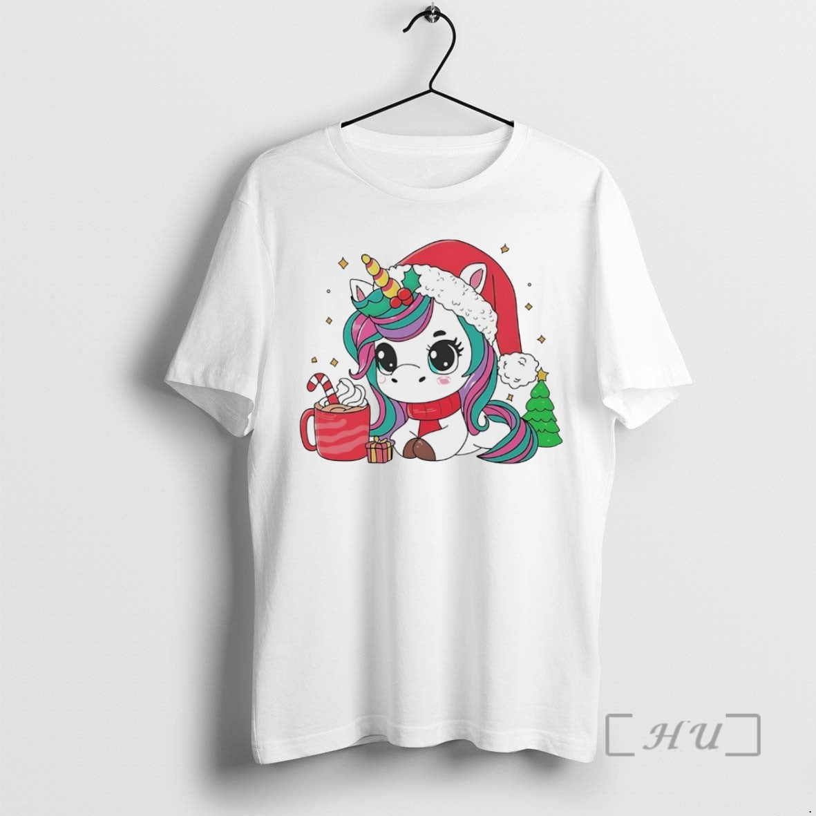 Officials Cute Santa Unicorn Cocoa Christmas White