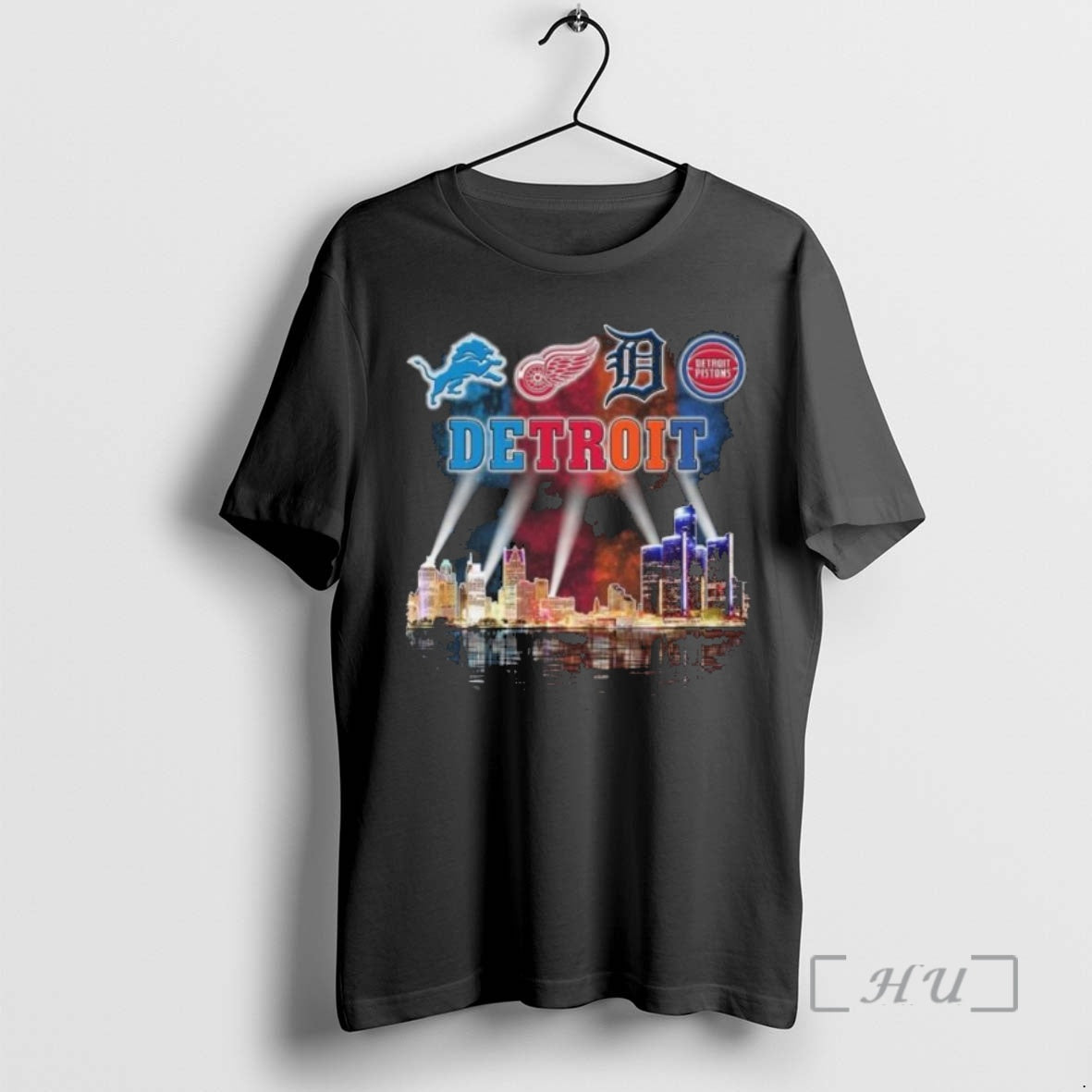 Officials Detroit City Sports Lions Red Wings Tigers And Pistons Skyline Light 2025 Premium