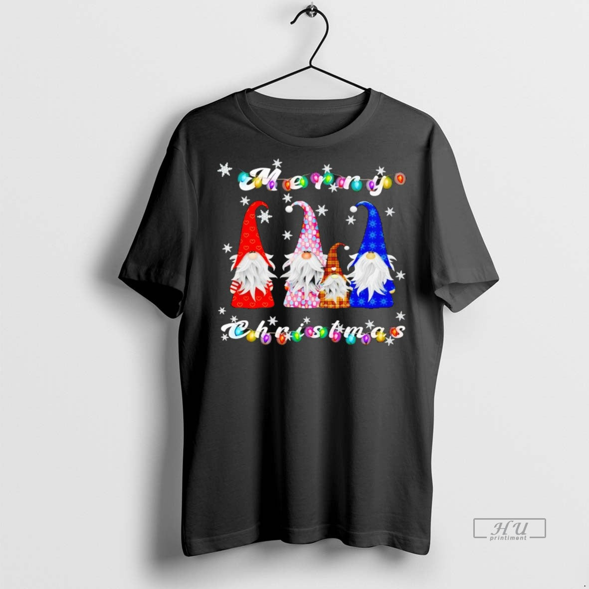 Officials Family Gnomes Merry Christmas Lights And Snowflakes Graphic Tee Shirt Sweater