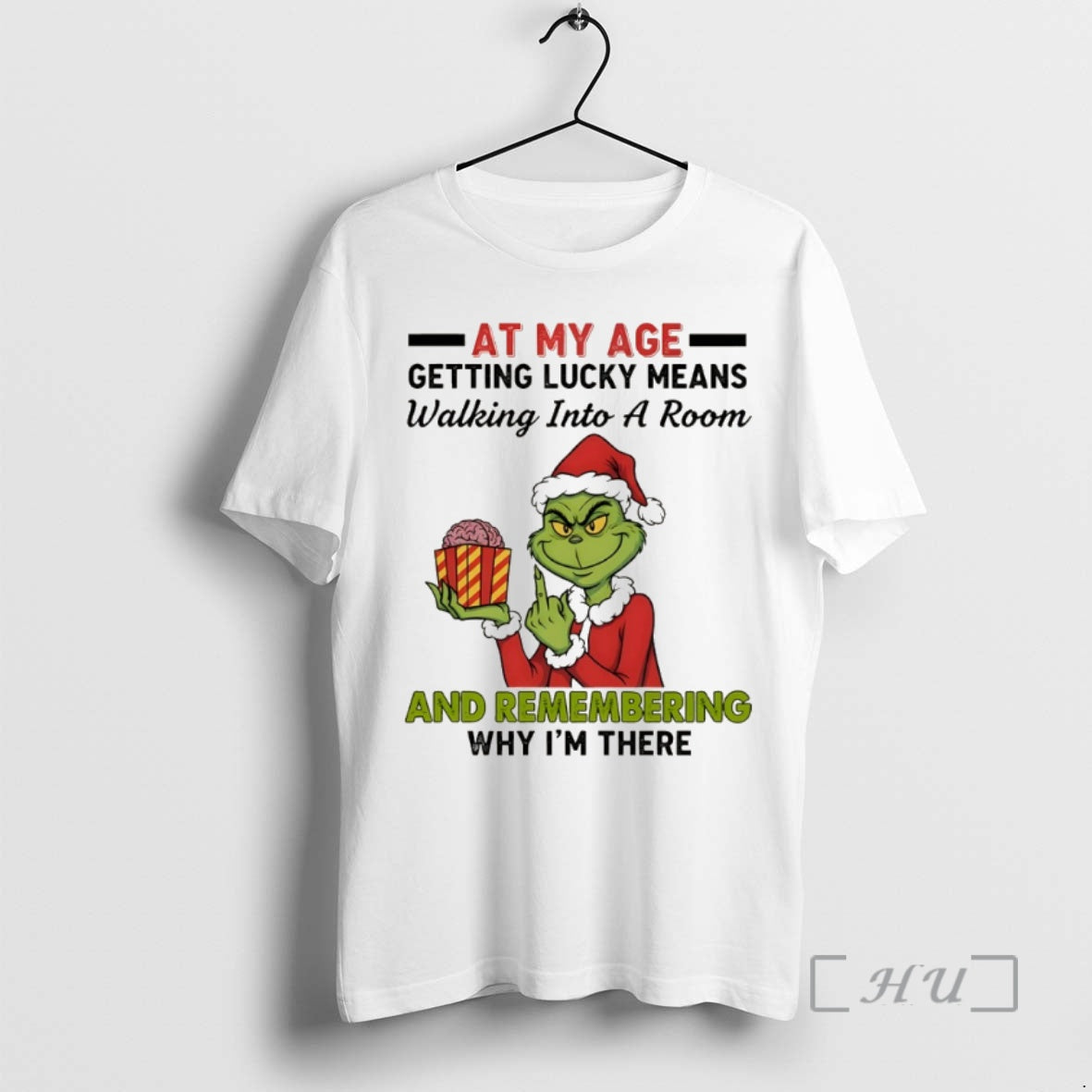 Officials Funny Grinch Santa Hat At My Age Getting Lucky Means Walking Into A Room