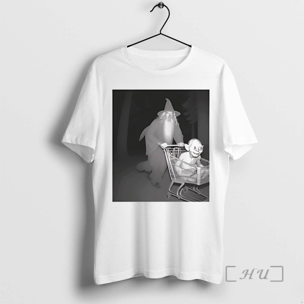 Officials Gandalf Pushing Gollum In Shopping Cart Photo Premium T Shirt Sweater