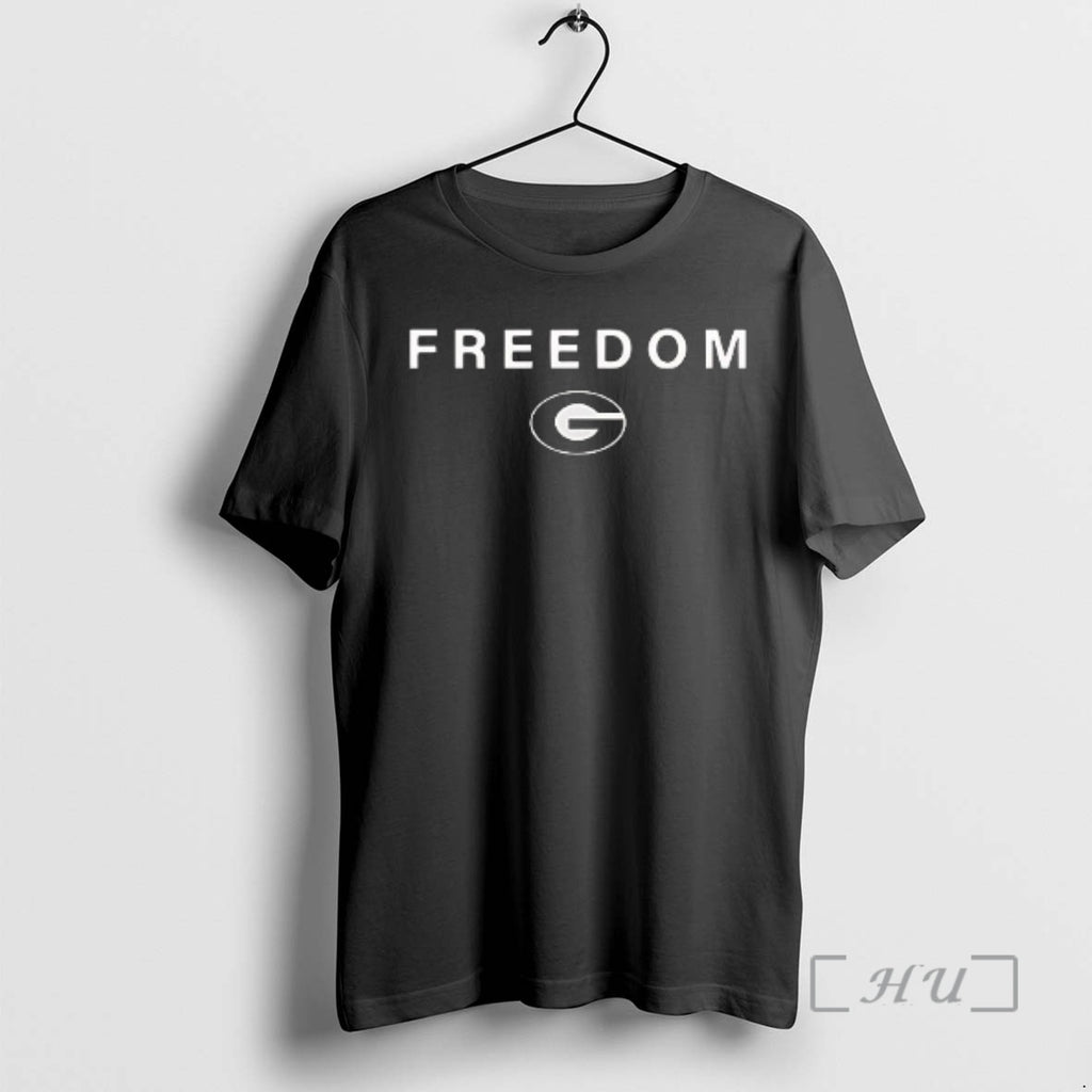 Officials Georgia Bulldogs X Charlie Kirk Freedom Logo Double Sided Graphic T Shirt Sweater