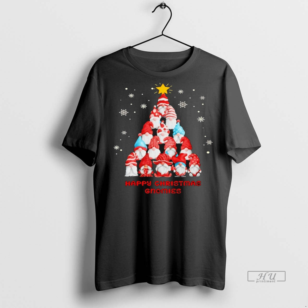 Officials Gnome Christmas Tree Pyramid Star Top Funny Holiday Graphic Tee Shirt Sweater