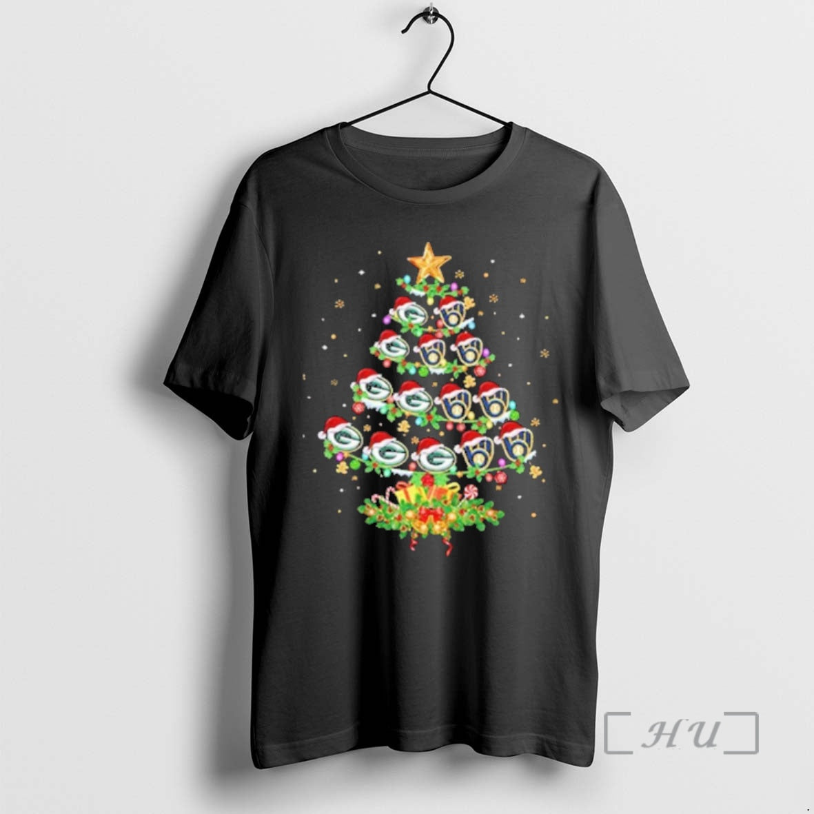 Officials Green Bay Packers And Milwaukee Brewers Christmas Tree Two Teams Premium T Shirt Sweater