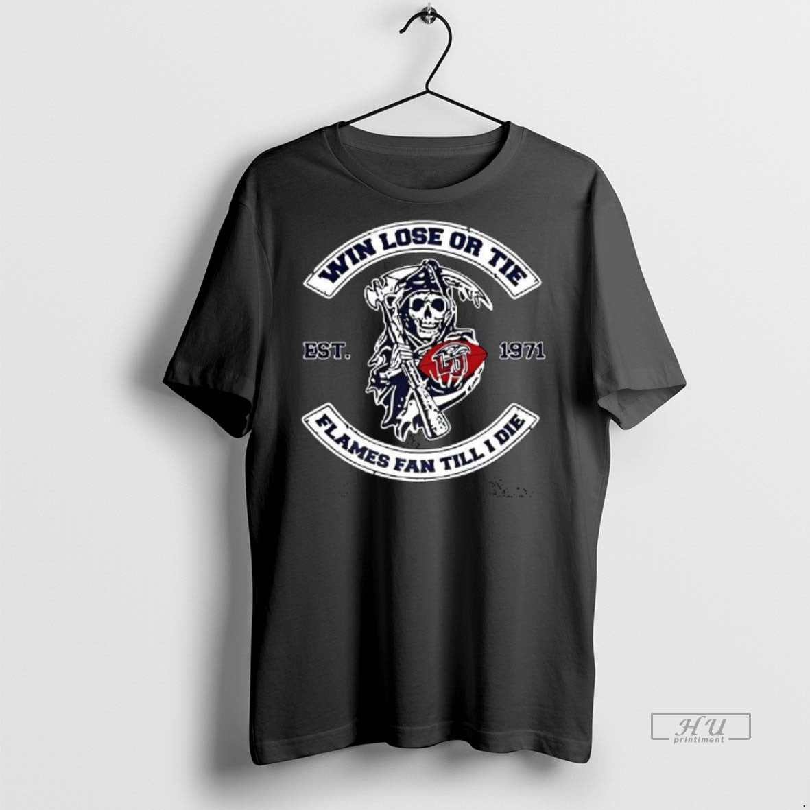Officials Grim Reaper Death Win Lose Or Tie Liberty Flames Fan Till I Die Tee
