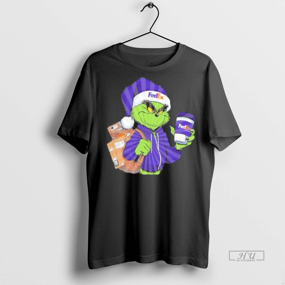 Officials Grinch Drink Coffee Fedex Logo Premium Tee Shirt Sweater