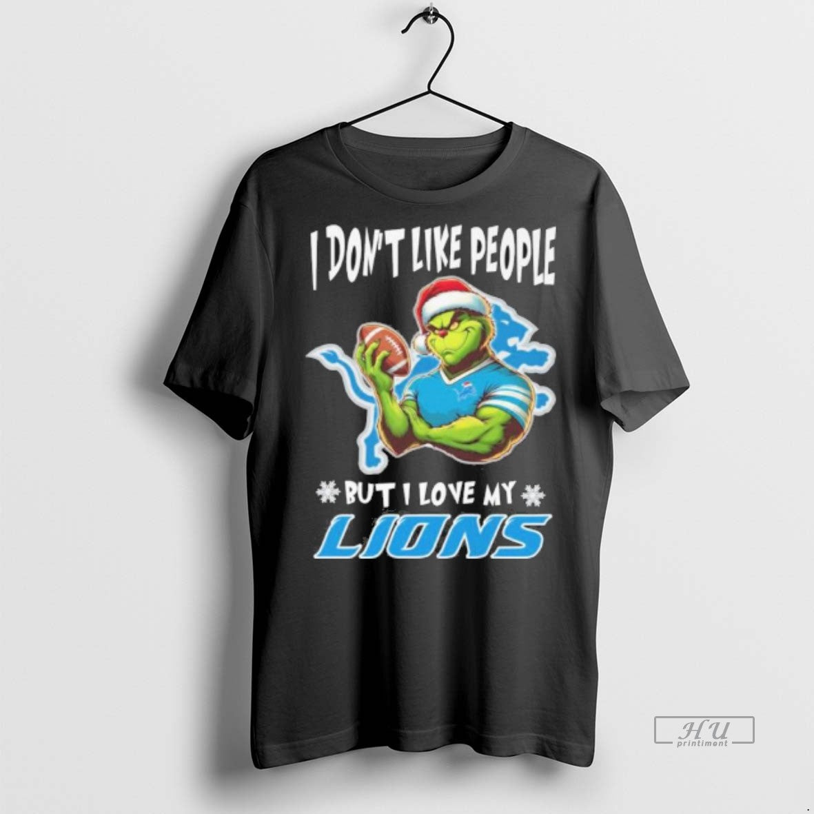 Officials Grinch I Dont Like People But I Love My Detroit Lions Christmas 2025 Premium