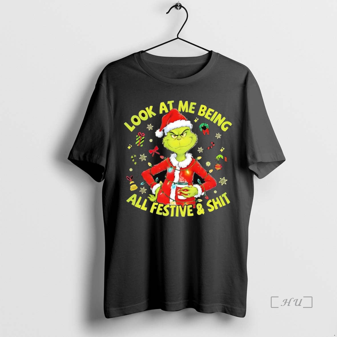 Officials Grinch Look At Me Being All Festive And Shit Christmas Premium T Shirt Sweater