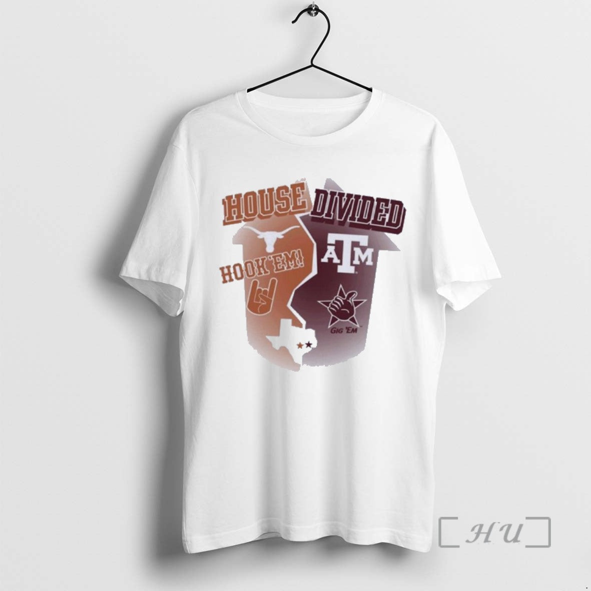 Officials House Divided Hook Em Texas Longhorns Vs Gig Em Texas Am T Shirt Sweater