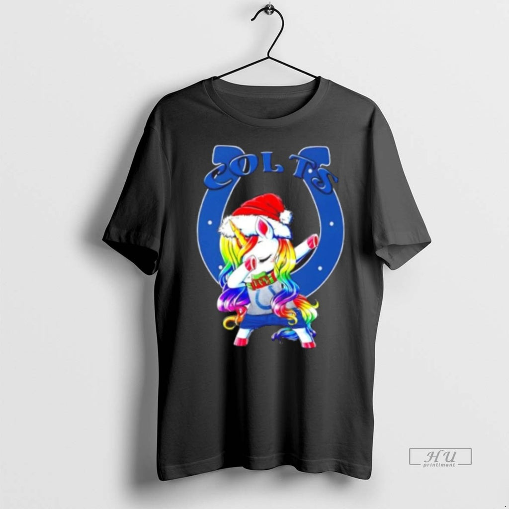 Officials Indianapolis Colts X Unicorn Santa Hat Dabbing Merry Christmas Premium Tee Shirt Sweater