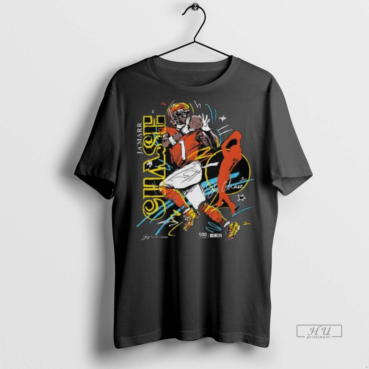 Officials Jamarr Chase Cincinnati Scribble Signature Long Sleve Premium Tee Shirt Sweater