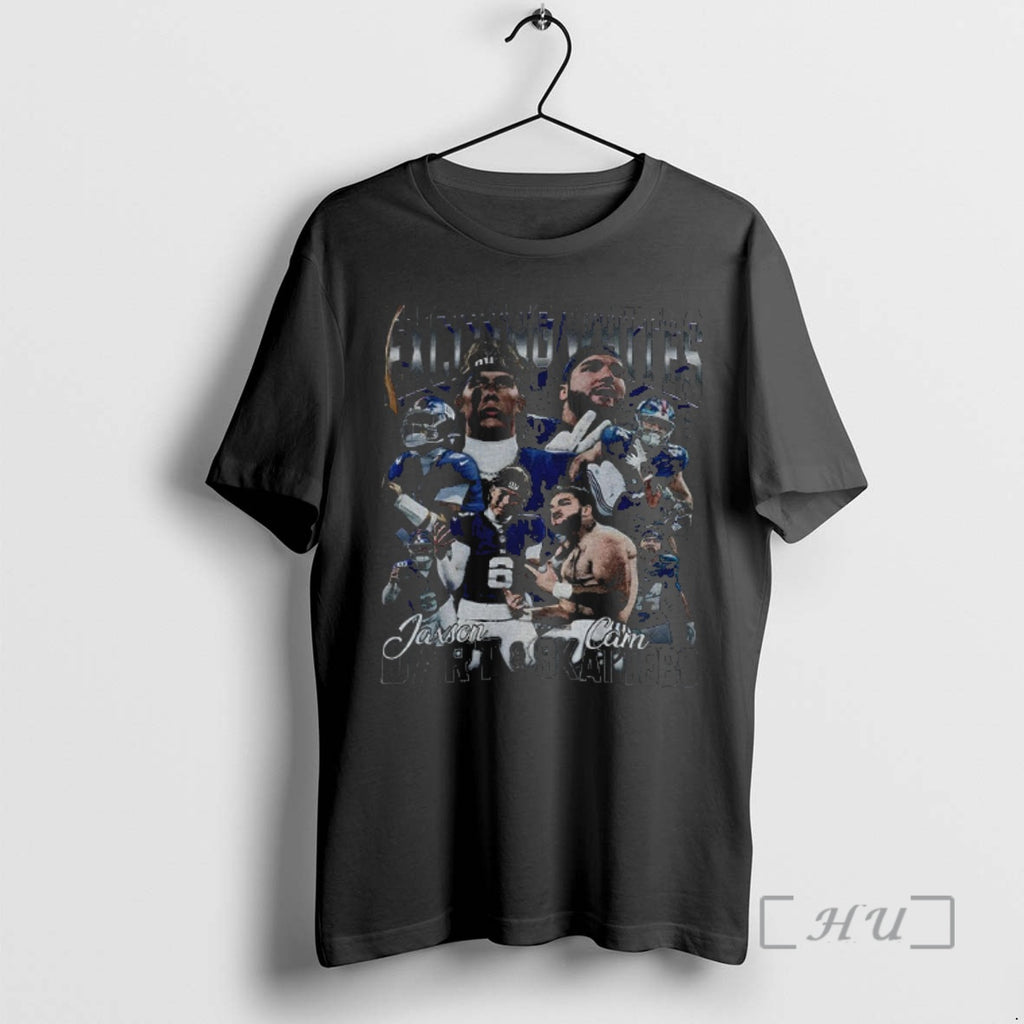 Officials Jaxson Dart And Cam Skattebo Step Exciting White New York Football Retro Premium
