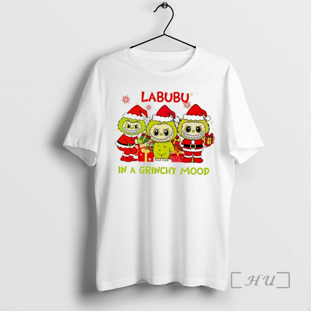 Officials Labubu Santa In A Grinchy Mood Christmas Christmas Premium T Shirt Sweater