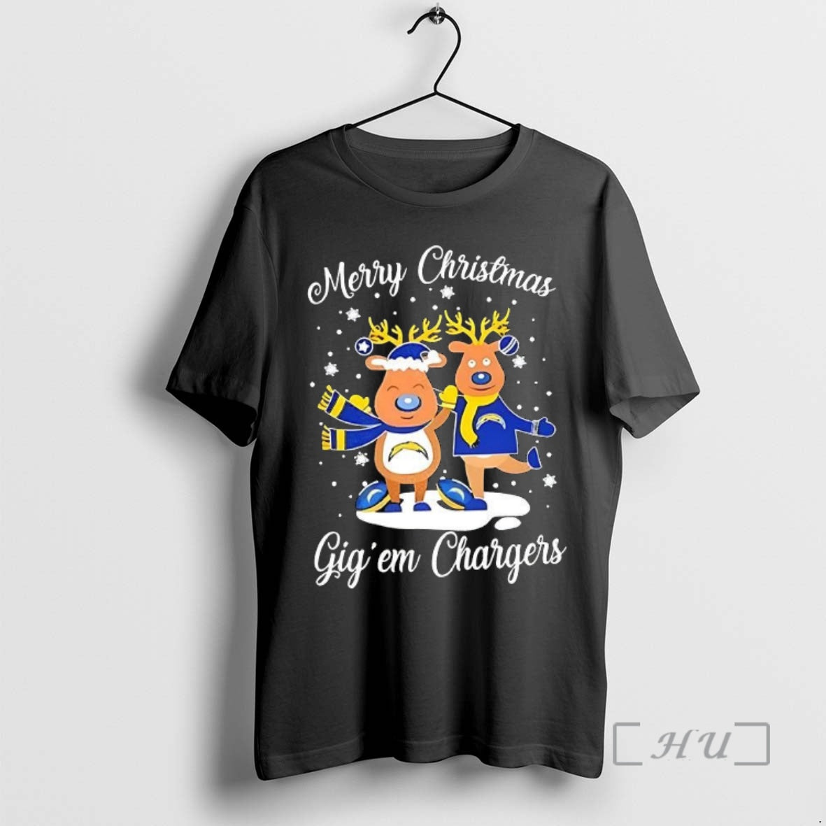 Officials Los Angeles Chargers Football Blue Nosed Reindeer Merry Christmas Gig Em Chargers Premium