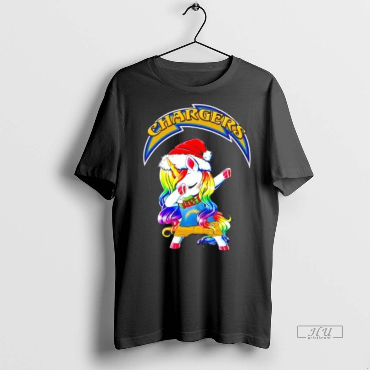 Officials Los Angeles Chargers X Unicorn Santa Hat Dabbing Merry Christmas Premium Tee Shirt Sweater