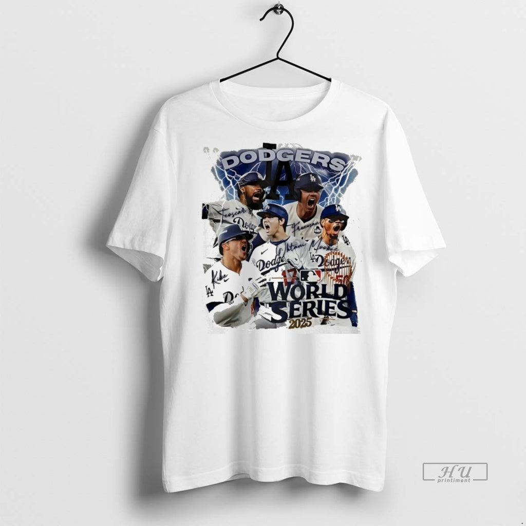 Officials Los Angeles Dodgers 2025 World Series Champions Lightning Graphic Premium Tee Shirt Sweater