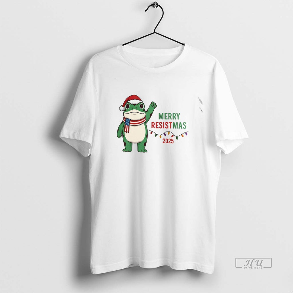 Officials Merry Resistmas Portland Frog Santa Hat Merry Christmas 2025 Premium Tee Shirt Sweater