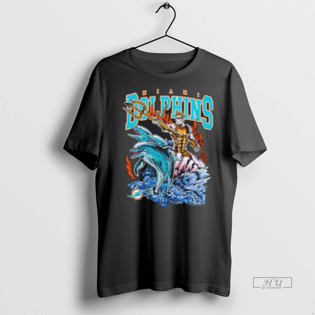 Officials Miami Dolphins Charge Football Fire Graphic Tee Shirt Sweater
