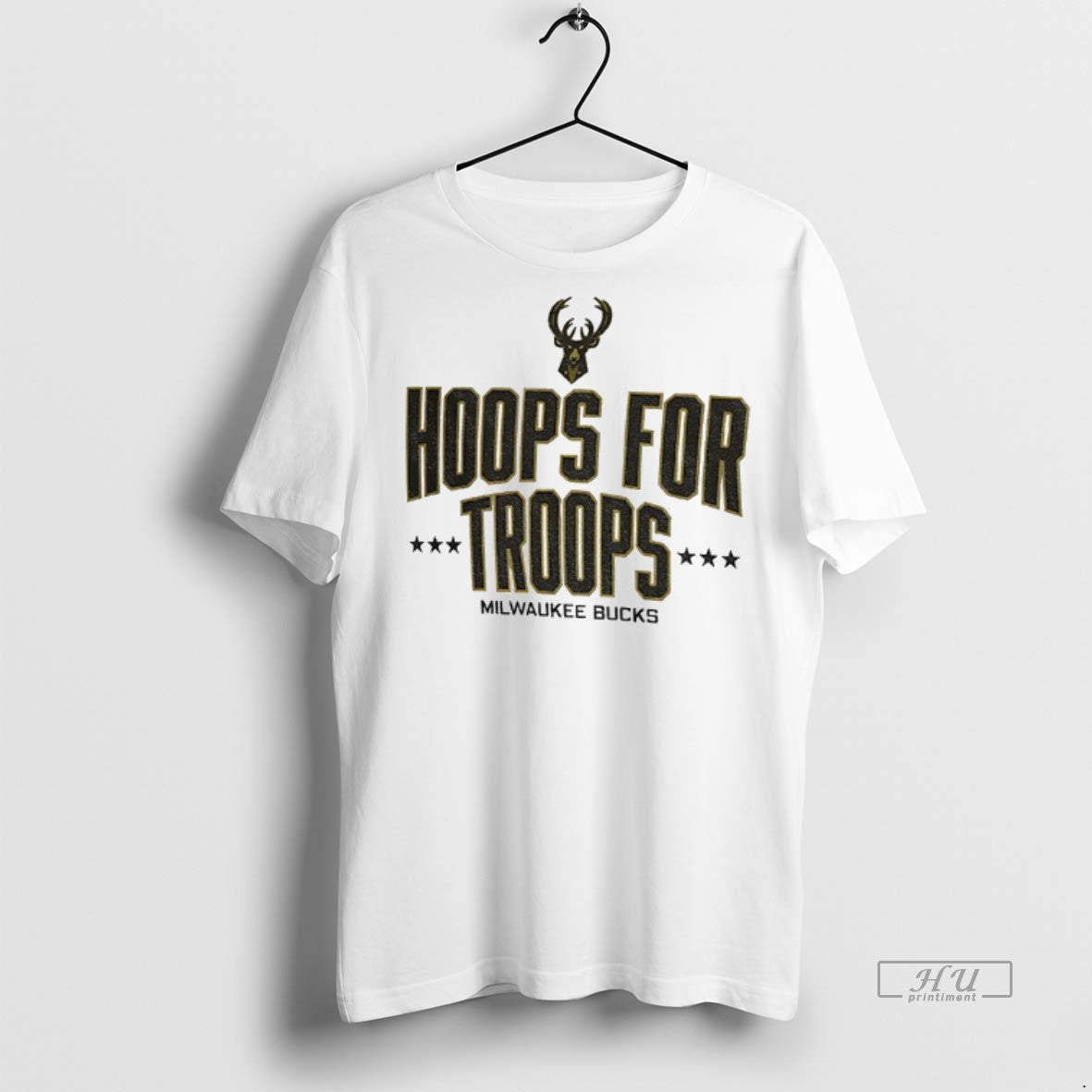 Officials Milwaukee Bucks Basketball Nba Hoops For Troops Logo Premium Tee Shirt Sweater
