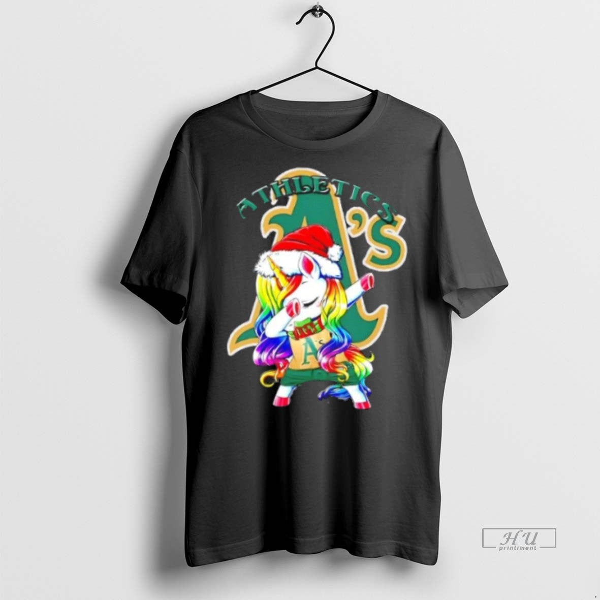 Officials Oakland Athletics X Unicorn Santa Hat Dabbing Merry Christmas Premium Tee Shirt Sweater