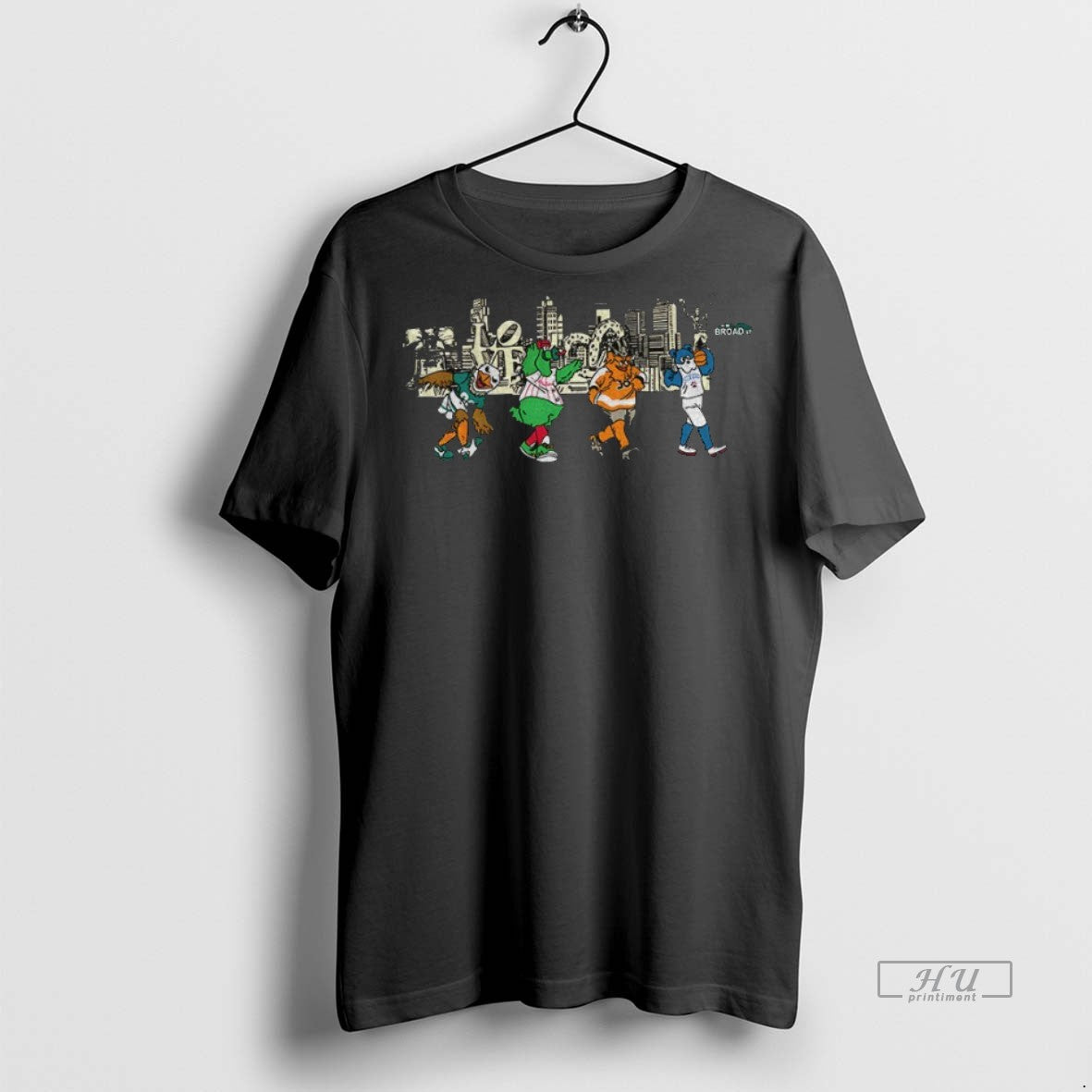 Officials Philly Mascot Broad Street Philadelphia Skyline Premium Tee Shirt Sweater