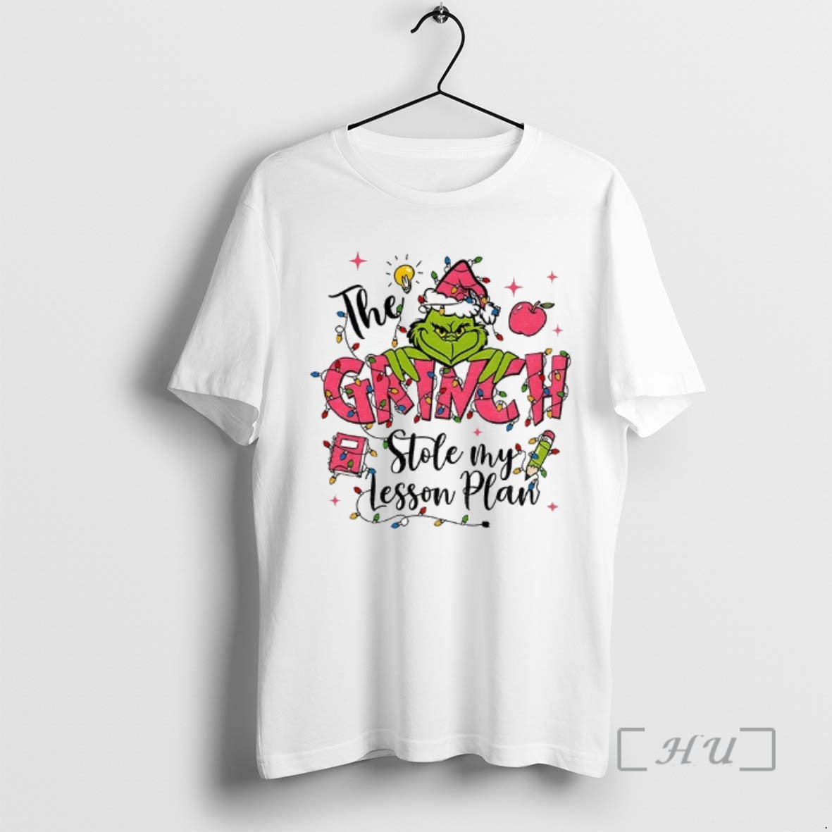Officials Pink Grinch Teacher Christmas Stole My Lesson Plan Tee Shirt Sweater