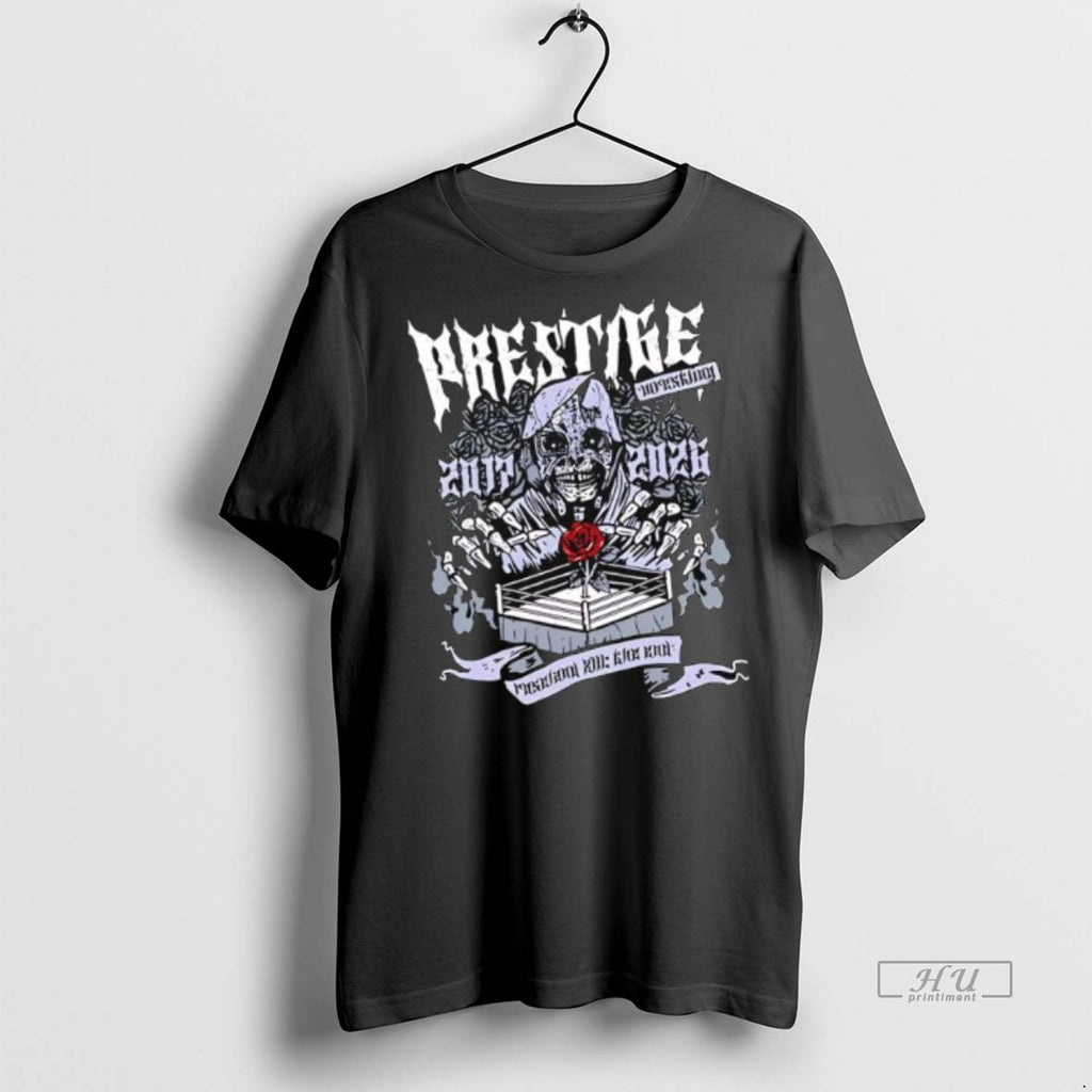 Officials Prestige Wrestling The End Is Near Roseland Xiii Event Skeletal Figure Design Premium Tee
