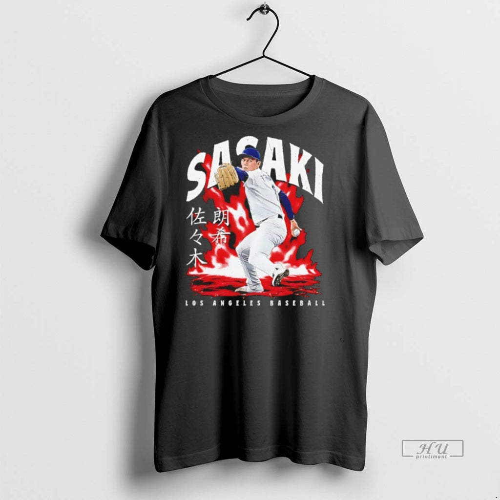 Officials Roki Sasaki Los Angeles Dodgers Aura Signature Flame Vintage Premium Tee Shirt Sweater