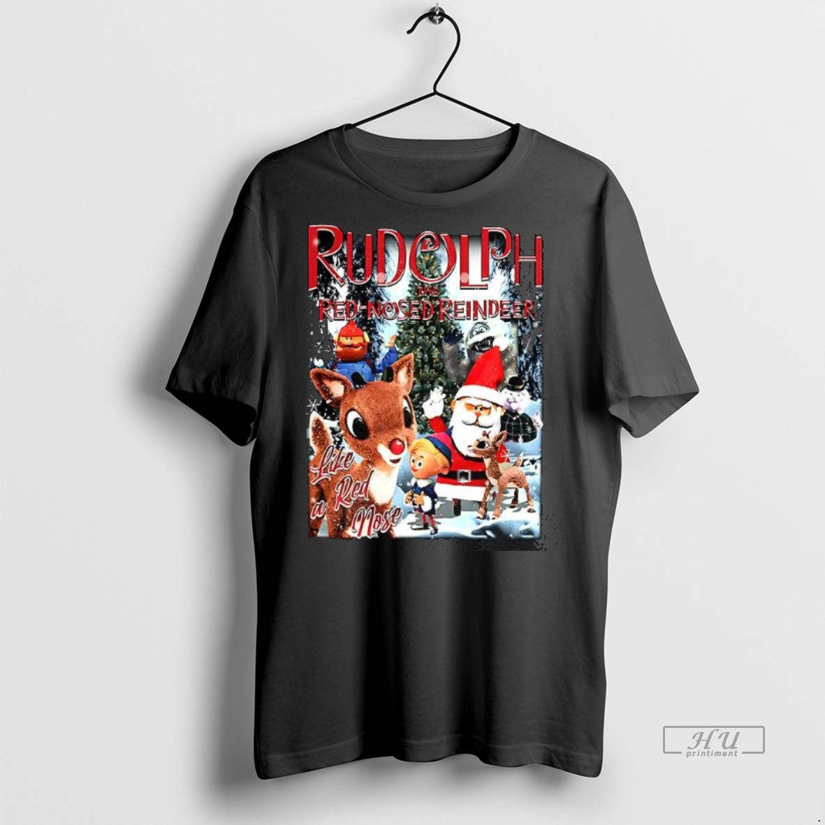 Officials Rudolph The Red Nosed Reindeer Like A Red Nose Cartoon Christmas Retro Premium Tee