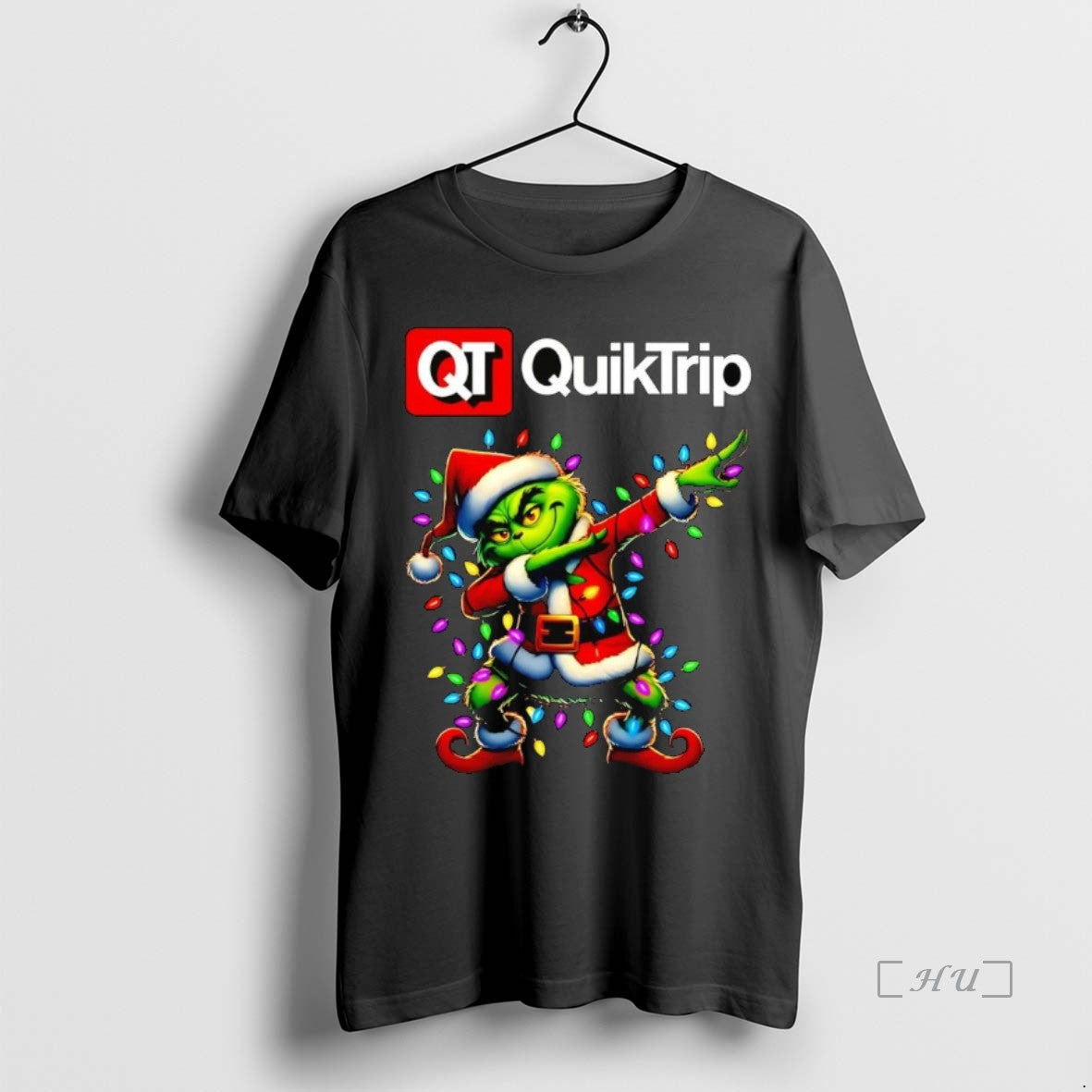 Officials Santa Grinch Dabbing Quiktrip Christmas Light Premium T Shirt Sweater