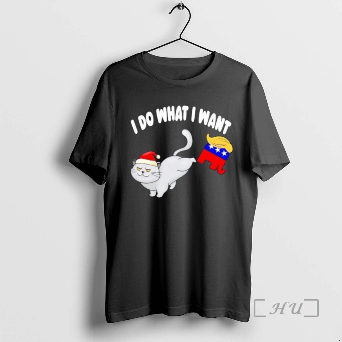 Officials Santa Hat Cat Anti Trump Christmas I Do What I Want Tee Shirt Sweater