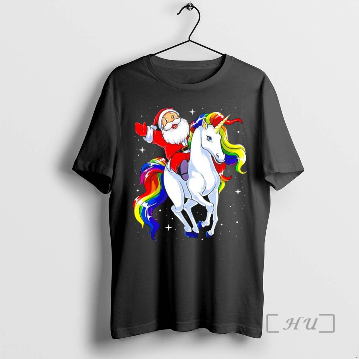 Officials Santa Riding Rainbow Unicorn Galaxy Christmas