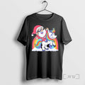 Officials Santa Riding Unicorn Rainbow Clouds Christmas