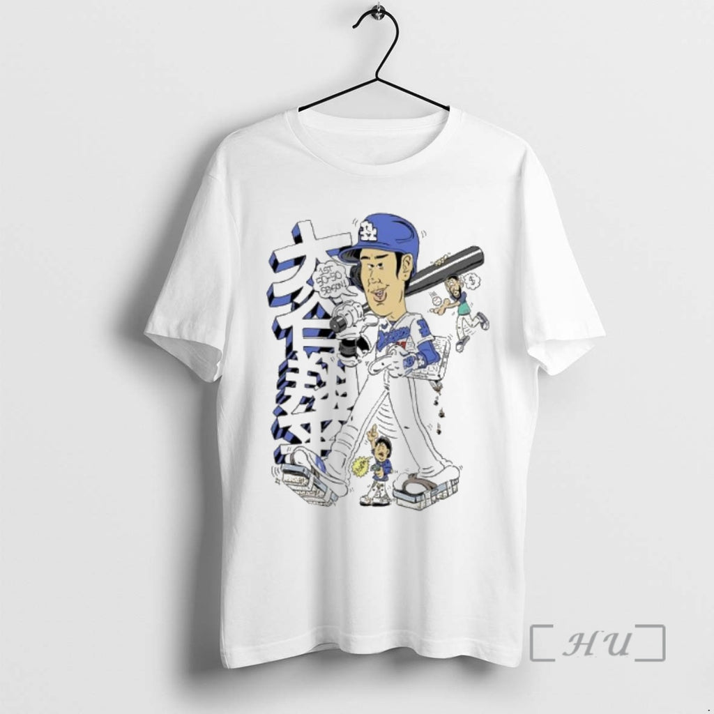 Officials Shohei Ohtani 1st 50 50 Season Los Angeles Dodgers Caricature Premium T Shirts Sweater