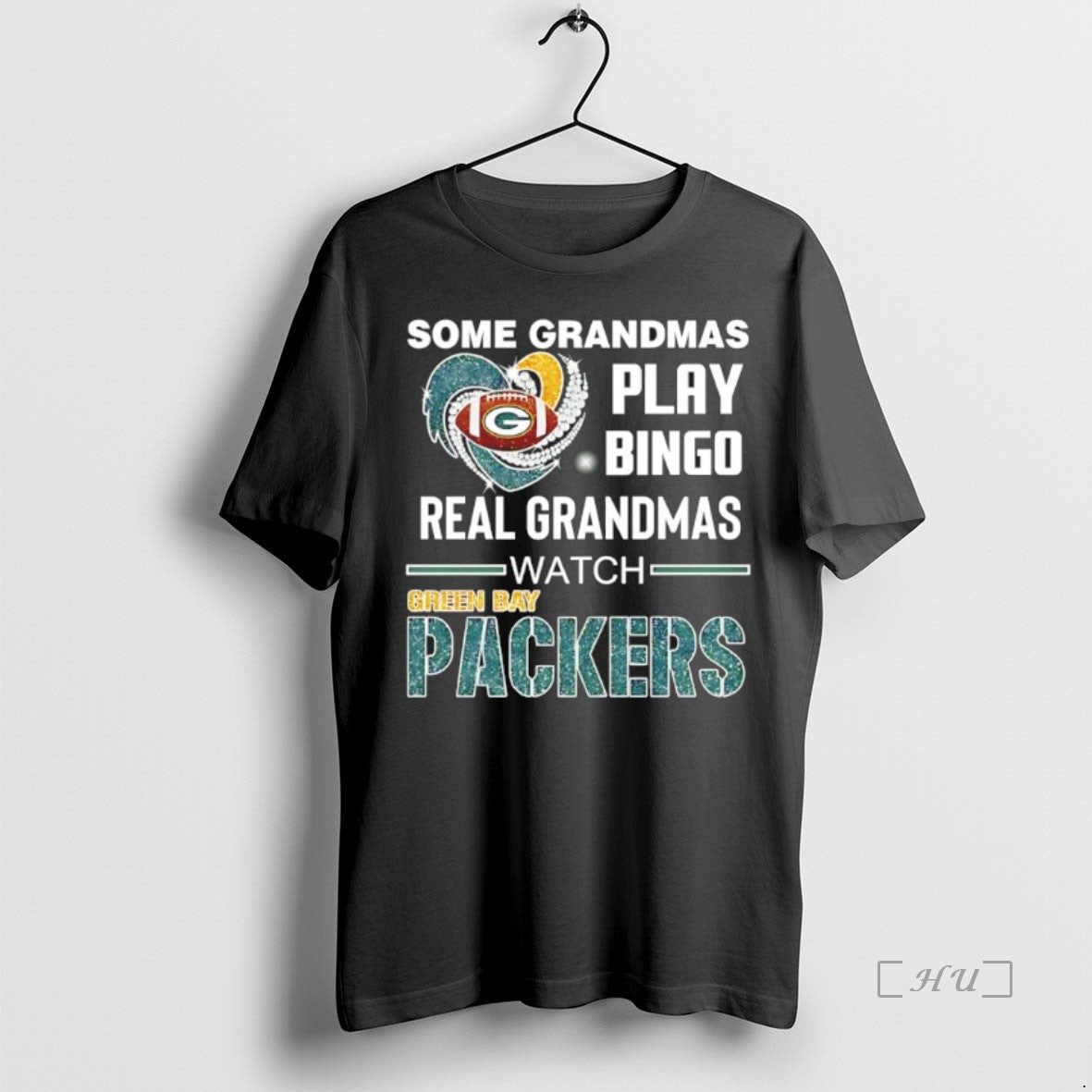 Officials Some Grandmas Play Bingo Real Grandmas Watch Green Bay Packers Diamond Heart T Shirts