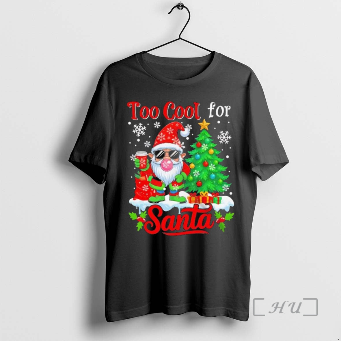 Officials Too Cool For Santa Merry Christmas Gnome Sunglasses Drink Coffee Black Premium T Shirts
